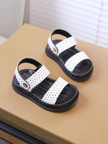 Dép xăng đan hai quai chấm bi mùa hè 2026 mới, dép trẻ em unisex đế mềm chống trượt thoáng khí, giày đi biển thường ngày, đa năng cho trẻ mới biết đi và trẻ nhỏ. - trắng - Xem 4