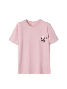 3pcs/Set Summer New Minimalist Hand-Painted Design Print Casual Round Neck Short Sleeve T-Shirt, Fashionable & Versatile Women Tops - White and Pink and Navy - View 7