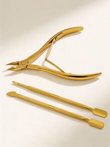 Bộ 2 dụng cụ cắt da chết và đẩy da chết bằng thép không gỉ, bộ dụng cụ làm móng, thích hợp để tẩy sơn móng tay, cắt tỉa móng và da chết, thép không gỉ bền, mạ titan, chống thấm nước, chống phai màu, nhỏ gọn tiện lợi khi đi du lịch, sử dụng tại nhà, văn phòng, quà tặng cho nữ, trang trí nhà cửa, bàn trang điểm, phòng ngủ, giá cả phải chăng. - Vàng - Xem 5