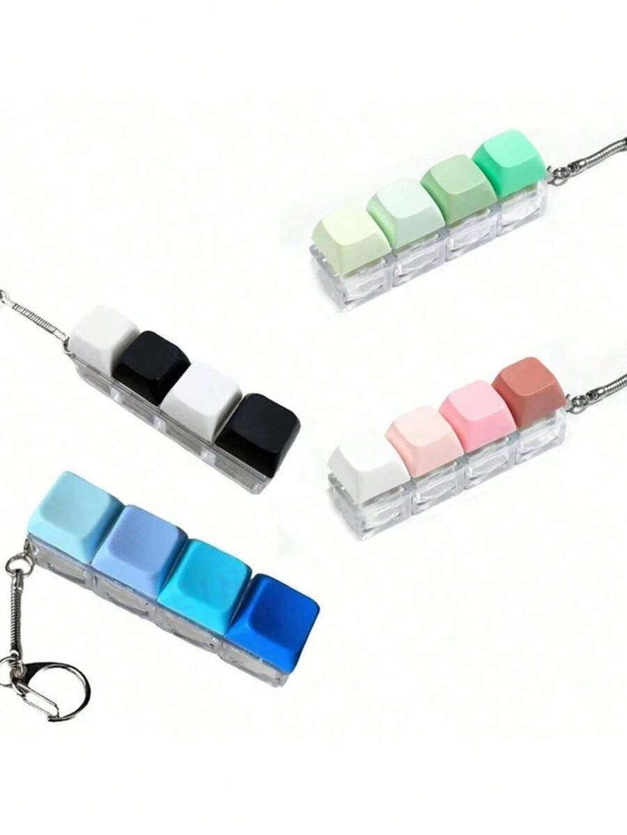 1 Silent/Loud Keyboard Decompression Toy - Colorful Key Keychain, Suitable For Relaxation, Office, And Library Use, Office Relaxation Toy | Fun Design Decompression Toy, Keyboard Keychain Decompression Toy, Anti-Stress/Stress Relief Toy - Multicolor - View 1