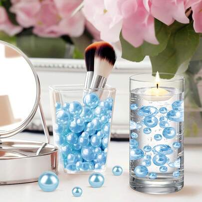 235pcs Assorted Sizes 10mm/16mm/20mm Artificial Floating Pearls Without Holes, For Vase Filler, Wedding Decor, Floating Candle Decor, Home Centerpiece, Suitable For DIY Wedding, Birthday, Theme Party, Valentine's Day, Halloween, Christmas Decoration (Need To Be Used With Water Beads To Make The Pearls Float)