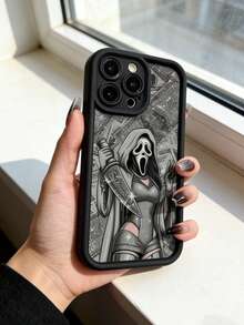1pc Black Creative Halloween Ghost Design Soft Protective Phone Case, Scratch-Resistant Painted Shock-Proof Phone Cover For IPhone 17/17Pro/17ProMax/16/16ProMax/15/14/7/8/15ProMax/13/14/11/12/13ProMax - Black - View 4