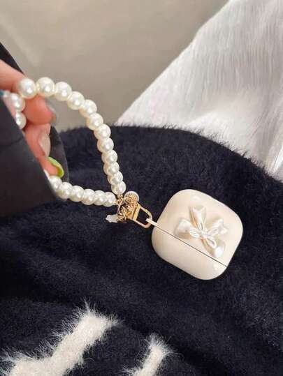 1个手工可爱贝壳珍珠吊链软壳，兼容苹果1/2、4、Pro 2、3、Pro蓝牙耳机保护套