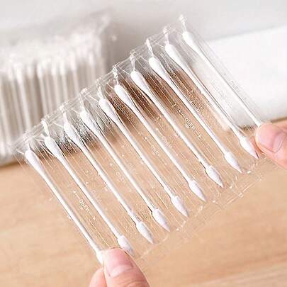 60-Count Individually Packaged Travel Portable Single Makeup Stick, Portable Double-Ended Stick With Pointed And Round Tips, For Cleaning And Makeup Removal, Unisex Paper Stick