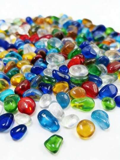 彩色透明海玻璃鹅卵石，水族箱砾石，鱼缸岩石，小巧不规则玻璃宝石，石子，珠子，鹅卵石，岩石沙，适用于花园|花瓶填充物|鱼龟缸装饰