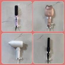 1 Giá đỡ máy uốn tóc không cần khoan lỗ - Giá để máy uốn tóc và máy sấy tóc không gây hư hại, Giá đựng dụng cụ bằng nhựa đa chức năng, Tiết kiệm không gian cho phòng tắm/phòng ngủ (Đen trắng) - Nhiều màu - Xem 4