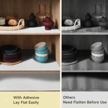 Adhesive Shelf Liner 11.8 X 59 Inches Peel And Stick Kitchen Liner For Cabi Drawers Removable Protector Mat Proof Contact Covering For Dresser Pantry Countertops Shelves E - 黏白 - 查看 3