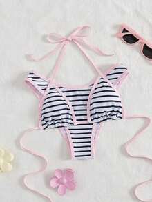Women's Sexy Stylish Black & White 2-Piece Bikini Set, Summer Beach Swimwear For Vacation - 彩色 - 查看 6
