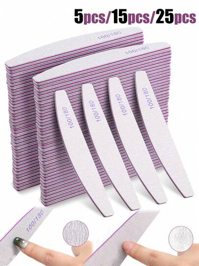 Bộ 5/15/25 dũa móng tay hai mặt, dụng cụ chăm sóc móng chuyên nghiệp để tự tạo hình, chà nhám và đánh bóng móng. Thích hợp cho việc chăm sóc móng tay và móng chân, sử dụng tại nhà và salon, vật dụng chăm sóc móng thiết yếu.