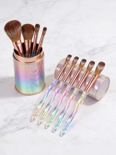 6pcs Acrylic Nail Brush Set, Professional Nail Brushes, Natural Hair Acrylic Powder Extension Brushes, Multi-Functional Manicure Brushes, Suitable For Acrylic Nail Art, Acrylic Powder And Acrylic Nail Kits, Ideal For DIY Nail Salon