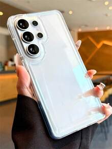 高清透明摄像头镜头保护亚克力防摔手机壳，兼容三星S26 Ultra、Galaxy S26 Plus、S25 Ultra、S24 Ultra、S23 Ultra、S22 Ultra、S25、S24 Plus、A57、A56、A55，简约透明防震电镀按键保护边框 - 無色 - 查看 3