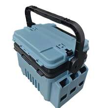 Fishing Tackle Box Portable – Dual Layer Lure Organizer With Adjustable Dividers & Workstation Mode, High Load Capacity Fishing Stool Up To 220lbs, Shoulder Strap - Blue - View 6