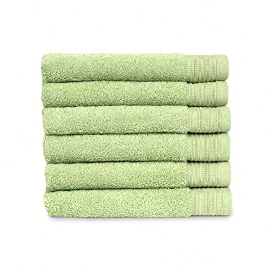 TowelSelections Colección de toallas de lujo orgánicas 100% algodón orgánico turco hecho en Turquía Verde Espuma de mar 6 x Hand Towels 1 - Verde espuma de mar - Ver 1