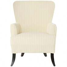 Surefit Cobertor Estirable para sillón diseño a Rayas Elástico Franjas 42" Tall 1 uds. por Paquete - Sillón orejero color crema - Ver 2