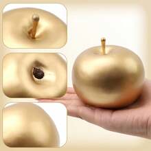1-6pcs Artificial Golden Apple Decor, Realistic Plastic Fake Apple Home Decoration, Decorative Faux Fruit Display For Kitchen, Tabletop Center Piece - Multicolor - View 4