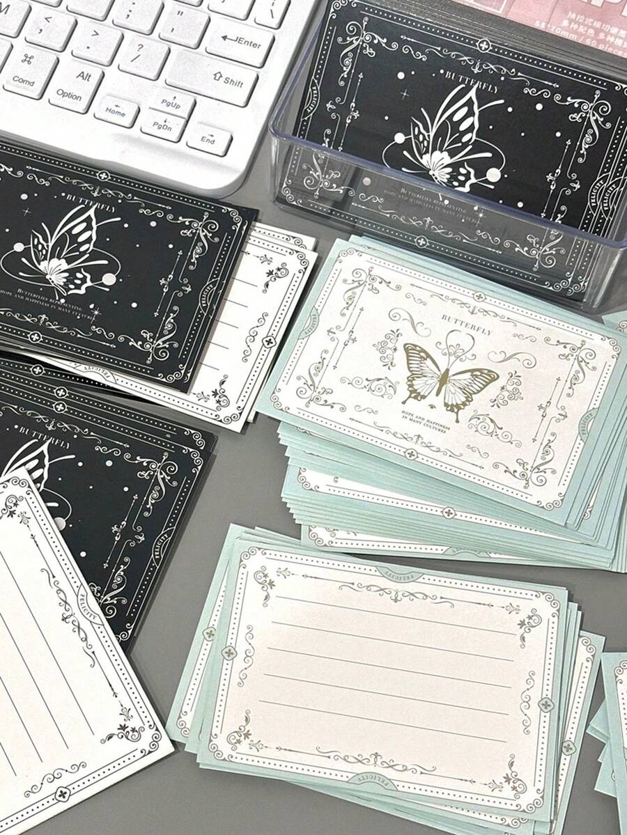 20pcs/Set Creative Ins Style Butterfly Series Message Card Exquisite Handwritten Message Card Festival Birthday Universal Gift Greeting Card - Greeting Cards - View 1