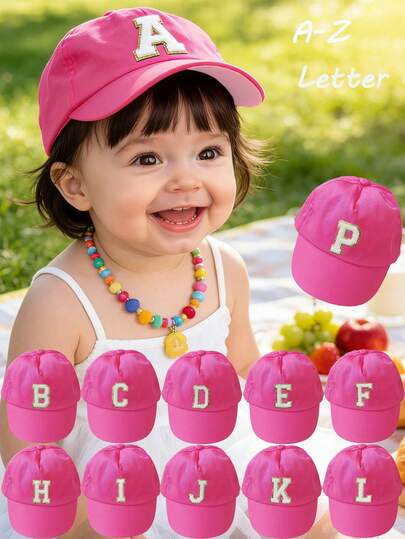 Cute A-Z Letter Patch Kids Baseball Cap - Adjustable Buckle Strap Snapback Hat, Suitable For Outdoor Play, Beach And Daily Wear