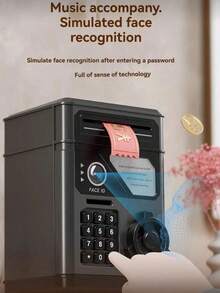 儿童人脸识别存钱罐，自动硬币计数ATM，大容量密码解锁储蓄盒玩具，适合3-6-12岁男孩女孩生日礼物 - 彩色 - 查看 8