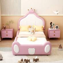 Kids Bed Frames, Headboards & Footboards - Pink + Upholstered + 90cm*200cm - View 3