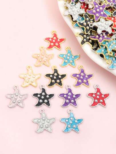 10 pièces Charms en alliage d'étoile de mer mignons et vibrants ornés d'imitations de perles, style décontracté de vacances. Pendentifs de vie marine parfaits pour l'été, le soleil, la plage et la décoration de scène à thème océanique. Collier, boucles d'oreilles, bracelet, bracelet de cheville, porte-clés, coque de téléphone et décorations vestimentaires DIY