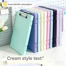 A4 Side-Opening Double-Buckle Transparent Muted Color File Folder, Multifunctional Writing Pad Board For Students, Assignment/Test Paper Storage, Large Capacity Office File Folder, Writing Board, Paper Roll Storage, A4 Document Organizer - Multicolor - View 2