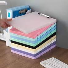 A4 Side-Opening Double-Buckle Transparent Muted Color File Folder, Multifunctional Writing Pad Board For Students, Assignment/Test Paper Storage, Large Capacity Office File Folder, Writing Board, Paper Roll Storage, A4 Document Organizer - Multicolor - View 10