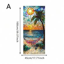 1/4pcs Ocean-Themed Palm Leaf And Floral Window Film, Reusable PVC Frosted Electrostatic Adsorption Window Film, Suitable For Living Room, Bedroom, Bathroom, And Office Decoration. - Frosted Glass Sticker - View 13