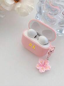 定制字母名字（2 件套，含樱花吊坠）哑光粉色蓝牙耳机保护壳，韩日可爱樱花设计简约复古耳机外壳，兼容 1 2 3 4 Pro 2 Pro 3 4，个性化定制，情人节礼物，生日礼物，节日礼物，送给他的/她的礼物 - 粉色 - 查看 8