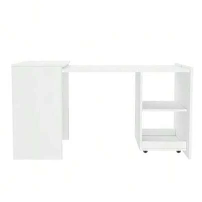 126x55x72.5cm Multifunctional Folding Table That Combines A Desk And Cabinet In One Design, With Two Storage Compartments For Efficient Organization, High Load Capacity, White.