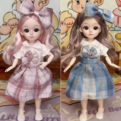 Cute 30cm Doll Clothes 1/6 BJD Doll Fashion Outfit Set,Floral Lace Dress,Handmade Detailed 1/6 BJD SD Doll Outfit,Princess Party Wear,Girl Collection Gift,Spring Photo Prop,Party Favors,Birthday Gifts(No Doll And Shoes)