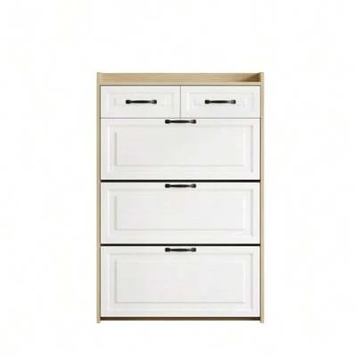 Shoe Cabinet Consisting Of Three Large Doors And Two Drawers, Wooden Shoe Rack, Shoe Shelf, Suitable For Hallways And Living Rooms - Dimensions: 80 Cm Wide / 23.5 Cm Deep / 131 Cm High (Former SKU: N657P28633233W)