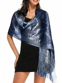 1pc Shiny Metal Shawl, Round Buckle Tassel Scarf, Suitable For Evening Gala, Party, Wedding And Other Occasions - 01-gold - View 18