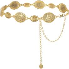 Metal Waist Chain Link Belt For Women Western Cowgirl Boho Turquoise Belts For Dress Jeans Country Concert Outfit - 金色 - 查看 10