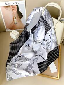 1条女士印花方巾，百搭时尚围巾 - 彩色 - 查看 4