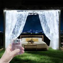 8 Modes Battery Operated Window Curtain Lights, 4 Color Changing Fairy String Lights For Garden, Fairy Wreath, Landscape Lighting, Camping Decor, Patio, Outdoor, Romantic Room Decor, Wedding Party, Christmas Halloween Decoration - Battery Box Curtain Light - View 14
