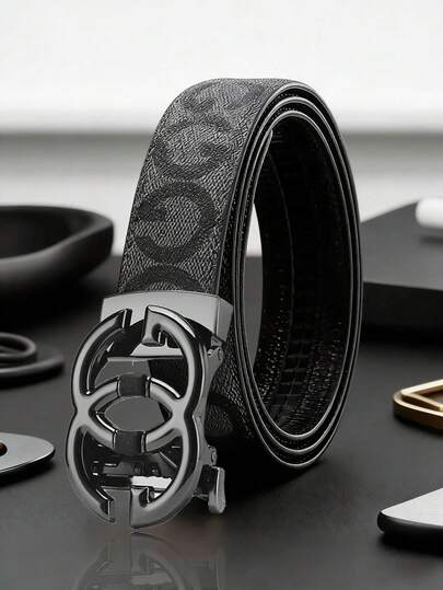 Cinturón de cuero con hebilla automática versátil para hombres
