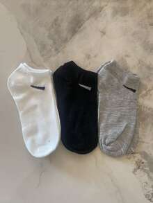 20 Pairs Unisex Socks, Sports Socks, White/Black/Grey Short Socks, Comfortable Ankle Socks With Slash Pattern, Moisture-Wicking, Breathable, Classic Solid Color, Simple & Fashionable Casual Socks, Suitable For Daily Wear - Black and White - View 3