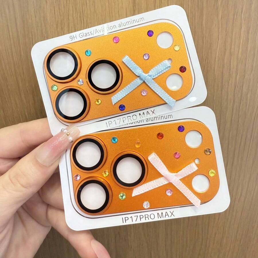 奢华闪耀钻石蝴蝶结头像保护膜，兼容苹果 17 Pro Max/17 Pro 镜头膜，兼容苹果 17 Pro 透明全包保护壳，配备金属钢化玻璃后置摄像头屏幕保护膜