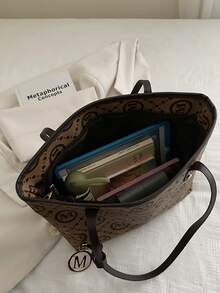 Túi xách tay, túi đeo vai, túi tote công sở in họa tiết tối giản chất lượng cao, kiểu dáng thoải mái, mới ra mắt mùa xuân 2026. - màu nâu - Xem 4