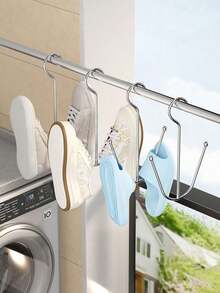 1-10个装不锈钢鞋架，家用鞋架，户外阳台防风挂钩，晾鞋架 - 銀色 - 查看 3