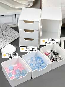 1/2pcs Mini 3-Tier Desktop Storage Box, Furniture, Cosmetic Organizer, Office Supplies Organizer, 3-Drawer Organizer Box, Suitable For Lipstick, Jewelry, Room Decor, Bedroom Decor, Drawer Cosmetic Storage, Women Travel Essentials, Women Gift - Multicolor - View 8