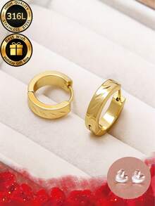 Two Pieces Set Of Personalized Willow Leaf Pattern Earrings+Thoughtful Ear Protection And Ear Care Needles, Suitable For Wearing New Ear Holes And Various Occasions And Festivals Such As Parties, Anniversaries, Birthdays, Etc., Equipped With High-Quality And Exquisite Gift Boxes - Gold - View 7