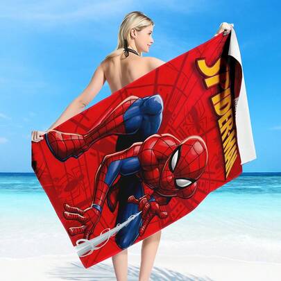 Marvel 超柔软超细纤维沙滩巾，速干轻便旅行巾，成人、男士、女士、儿童必备配件，活力红蓝主题沙滩巾，完美匹配经典配色方案，视觉效果惊艳，轻松成为海滩上的焦点。
