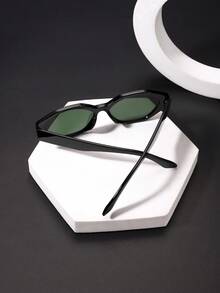 1副男士聚碳酸酯不规则几何眼镜框，时尚简约独特休闲百搭眼镜，镜腿设计别致，适合日常佩戴、街头摄影、旅行度假等场合，附赠眼镜盒 - 彩色 - 查看 5