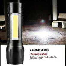Super Bright Mini LED Flashlight Zoomable Strobe 5 Modes Rechargeable Outdoor Emergency Pocket Light For Outdoor Camping Hiking Emergency Use - Random Color(Blue Or Gray) - View 10