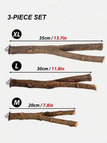 1 pieza/2 piezas Percha de doble rama de madera para raspar y masticar para pájaros, forma de rama de árbol aleatoria, adecuada para todas las estaciones - Marrón - Ver 17