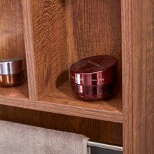 Walnut-Colored Bathroom Cabinet Made Of MDF, With Mirror And Open Shelves – Practical Bathroom Mirror Cabinet - A - 查看 6