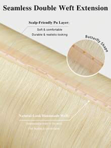 SUYYA Platinum Blonde Injected Hole Weft Human Hair Extensions Straight Twin Tab Butterfly Weft Natural Invisible Brown Hole Weft Extensions - S60 - View 3
