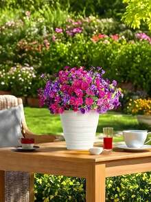4pcs- Bright Multicolor Artificial Plant Flowers Outdoor Spring/Summer Decor, Pink Silk Daisies Eucalyptus Realistic Resistant, Suitable Indoor And Outdoor Decor Outdoor Home Planter Porch Patio Garden Window Patio Decor, Wedding And Home DecorPatio Garden Window Yard Decor,Decorations,Winter Decoration, New Year 2026 - Two Colors - View 5