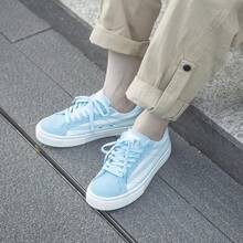 Giày trượt ván unisex Ollieskate kẻ sọc xanh trắng bằng vải canvas phối da lộn thoáng khí. - Màu xanh lam - Xem 3